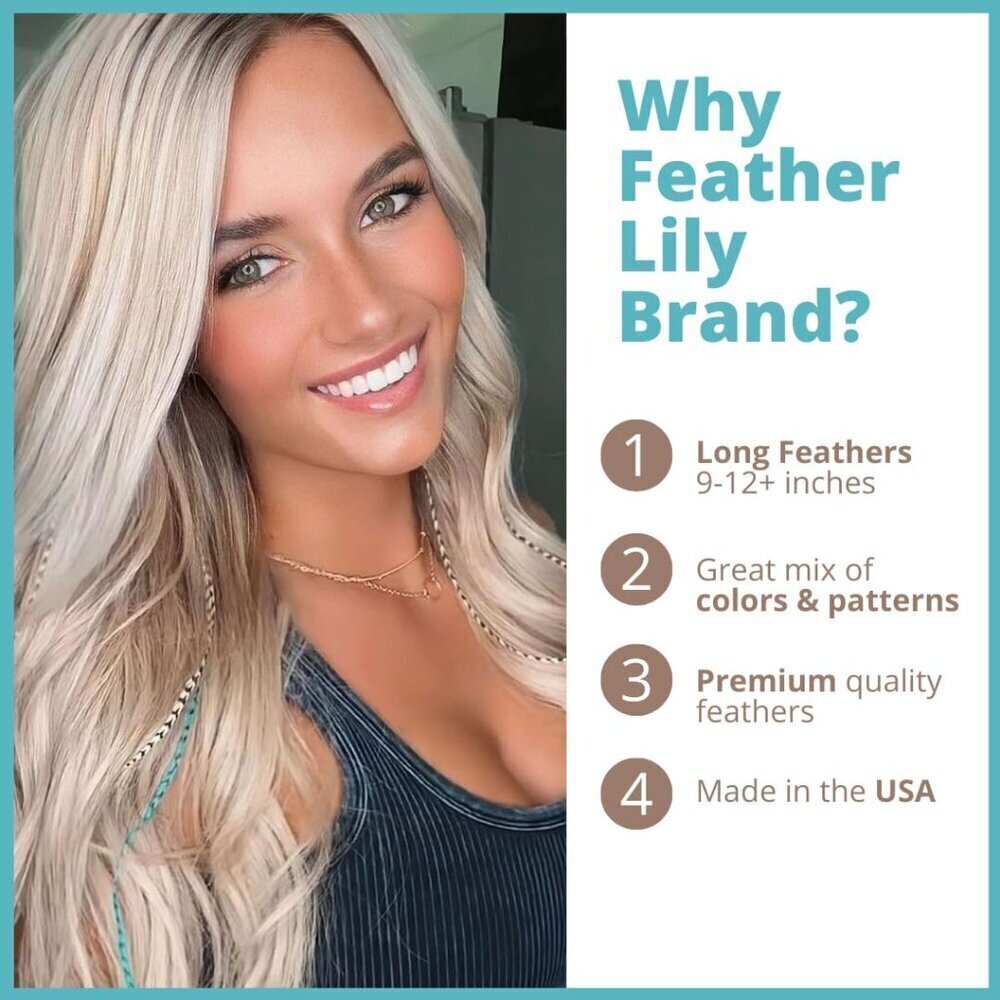 Hair Feathers Extensions Kit, Long Real Rooster Feathers for Hair with DIY Micro - Picture 4 of 6
